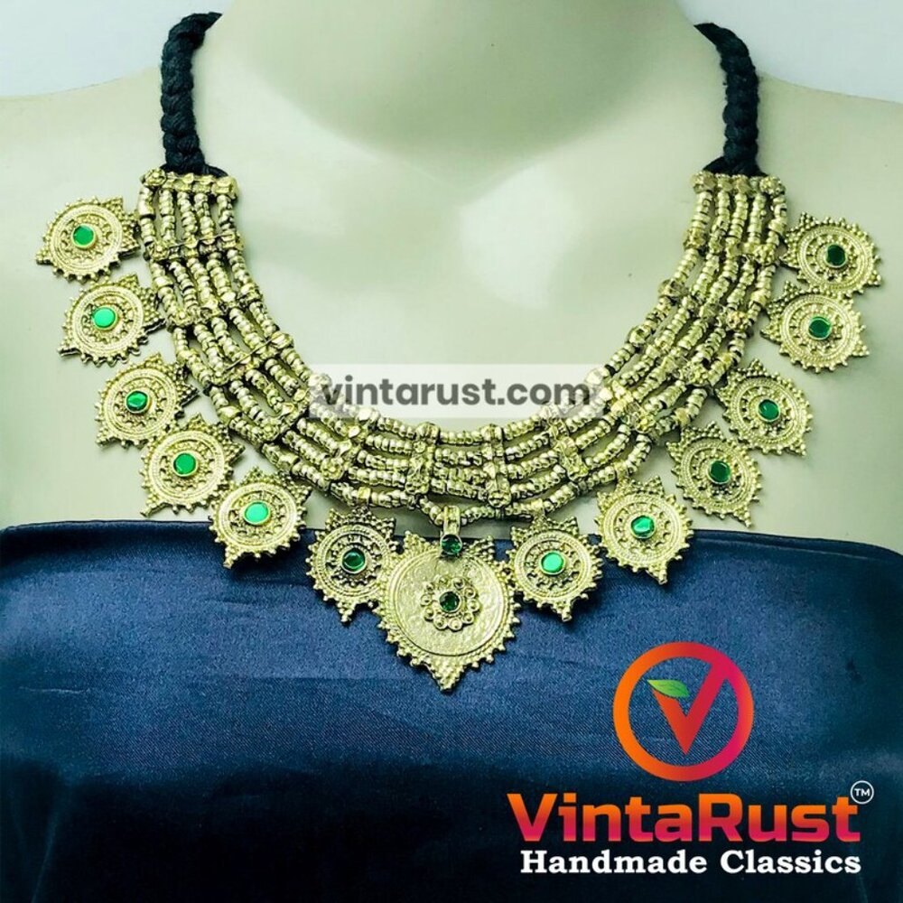Vintage Multilayers Choker Necklace, Vintage Coins Jewelry, Afghan Handmade